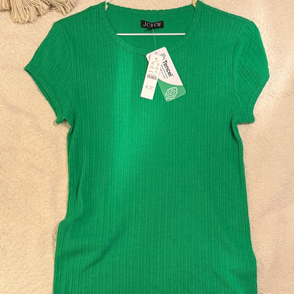 J. Crew Bright Green Ribbed Short-Sleeve Tee